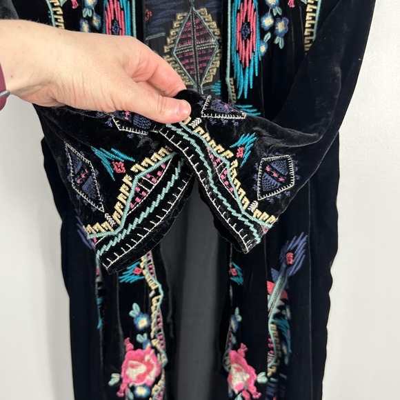 Johnny Was Silk Velvet Burnout Duster Kimono Sweater Jacket Boho Embroidery Sz S - Picture 7 of 16